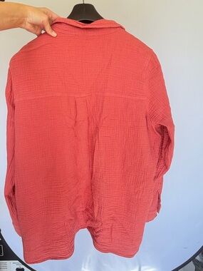 Anne Klein Men's Long-Sleeve Button-Down Shirt in Coral Red